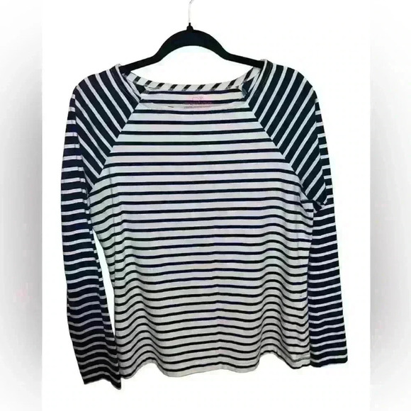 Vineyard Vines Shirt Womens Medium Blue Mixed Striped Long Sleeve Pullover - Picture 2 of 5